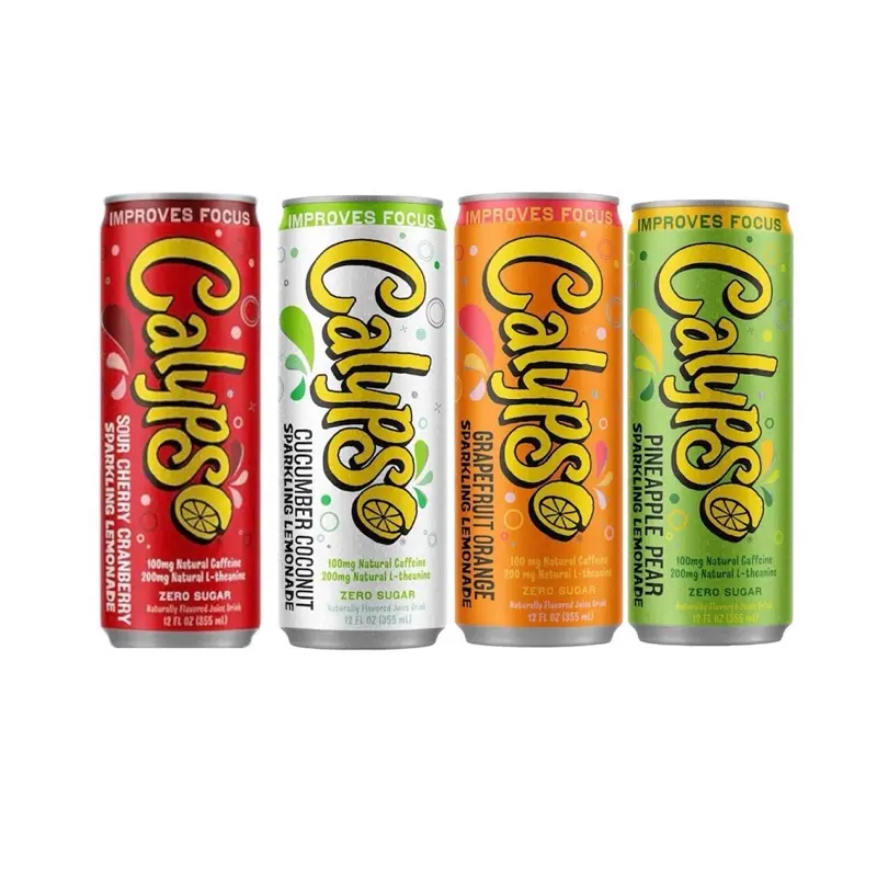 Calypso Zero Sugar Sparkling Lemonade Pack of 4- Cherry Cranberry, Cucumber Coconut, Grapefruit Orange, & Pineapple Pear Flavors