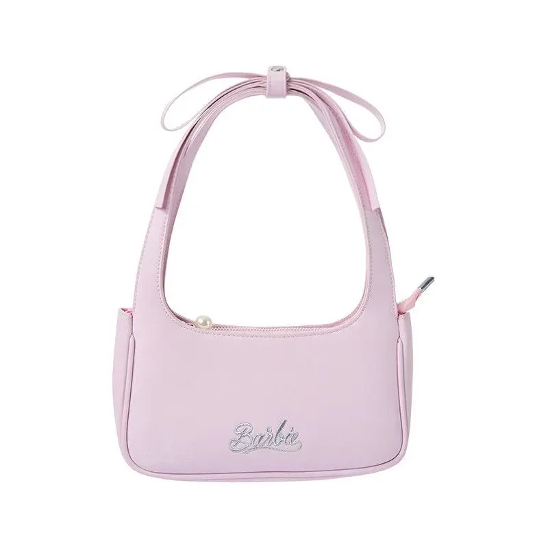 [Back to school]BARBIE Women's Heiress Series Shoulder Bag, Classic Faux Leather Crossbody Handbag with Bow & Pearl Details for Autumn & Winter, Handbag Shoulder Bag