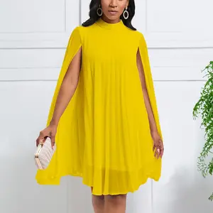 summer spring clothes Chiffon Dress for Women Elegant 2025 New Round Neck Batwing Sleeve Loose Knee Length Luxury African Birthday Party Dinner Dress