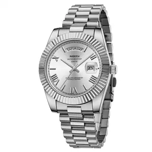 Nibosi Men's Business Fashion Watch - 40mm Round Dial Analog Quartz, Fluted Bezel, Roman Numerals, Water Resistant, Durable Watch, Daily/Party Wear, Exquisite Gift with Box, Business Fashion Watches