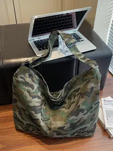 Camouflage Canvas Large Backpack, Leopard Print Casual Crossbody Shoulder Bag, Unisex Fashion Vintage Single-Shoulder Bag for All Seasons, Commuter Crossbody Bag, Canvas Shoulder Bags