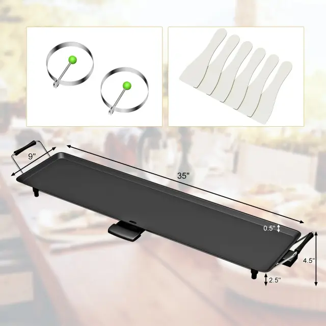 COSTWAY - 35 Inch Electric Griddle with Healthy Cooking and Easy Maintenance