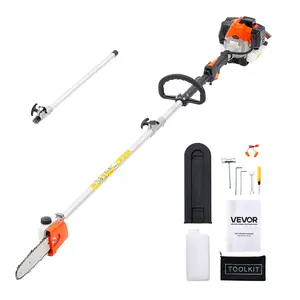 【Summervibes】VEVOR Gas Pole Saw, 25CC 2 Stroke Gas Powered Pole Saws with 8 in Cutting Bar, Cordless Tree Trimmer with 23 fl.oz Fuel Tank, 6.5 to 9 ft Extendable, Powerful Chainsaw for Tree Trimming Pruning