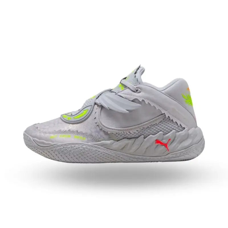 Puma Men's x LaMelo Ball MB.05 Metallic Athletic Sneaker - Foam-Cushioned Casual Trainer with Moulded Skull Detail, Footwear, Sports Shoes, Iridescent, Chrome Finish, Engineered Mesh, Skull Outsole