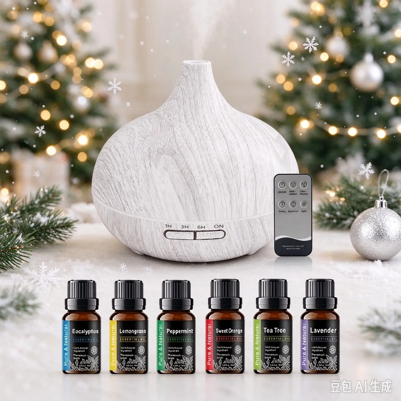 550ml Essential Oil Diffuser & Humidifier Combo with Timer, Waterless Auto Off, Quiet Cool Mist,  Lights, 6 Essential Oils Included, Perfect Christmas Gift for Home & Office colorful multiple color