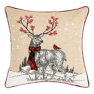 C&F Home 18" x 18" Deer Embroidered and Printed Throw Pillow