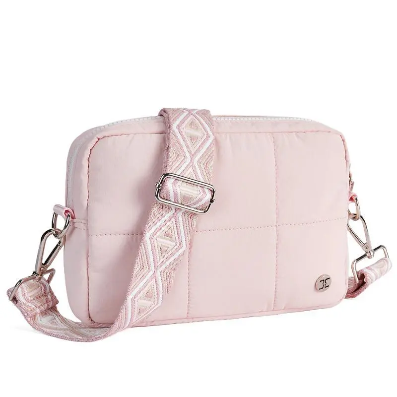 Five Season Home Summer Breezy Crossbody Purse Breathable with Adjustable Strap,Waterproof Fabric,Lightweight Puffer design for Travel Commuter Dating White Beige crossbody bags women Pu Leather Bag