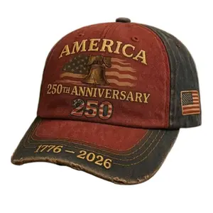 US 250th Anniversary Embroidered Baseball Cap, UPF 50+ Sun Protection Commemorative Hat L127