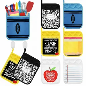 6/8Pcs Teacher Appreciation Gifts Pot Holders with Pocket DIY Reusable End of School Year Thank You Teacher Gifts Heat Resistant Oven Mittens Kitchen Insulation Pads for Teachers Staff Employees Kitchen Essentials Coworkers Bakeware Baking Cooking