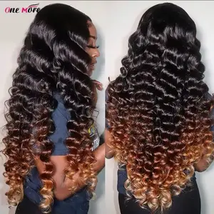 18 inches, 1B 4 30 Ombre Loose Deep Wave Lace Frontal Wig 13x4 Brown Colored Lace Front Human Hair Wigs 180 Density Deep Wave Frontal Wig 18 inches