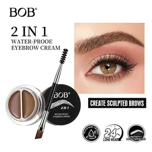 2-Color Velvet Brow Gel Waterproof Smudge Proof Long Lasting Natural Fluffy Wild Brow Makeup Volumizing Eyebrow Enhancer Tinted Brow Gel