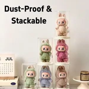 UFORU Dust-Proof Display Case for Labubu & Dolls | Clear, Stackable Acrylic Box with Stand for Plush Doll Collection
