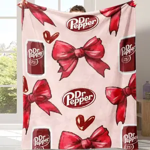 Viral Coquette Dr Pepper Blanket, Cute Bow Soda Throw, Soft Flannel Blanket for Dr Pepper Fans, Perfect Gift for Birthdays, Holidays & All Occasions for Her Perfect Birthday/Christmas Gift for Soda Lovers & Teens Ultra-Soft Cozy Blanket for Couch, Bed