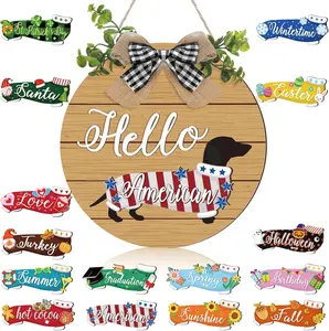 Dachshund Lover Gifts Interchangeable Elcome Sign Seasonal Weiner Dog Decor Weiner Wreath Dachshund Gifts For Dachshund Lover, Magnet Welcome Sign Decor For Home Front Door Outdoor Porch Garden For Birthday Summer Party Independence Day