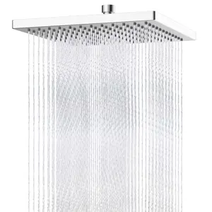 Hibbent Thickness Metal Rain Shower Head, 12 Inch High Pressure Shower Heads, Square Large Bathroom Rainfall Shower Head with Adjustable Brass Ball Joint, Waterfall Full Body Coverage, Chrome