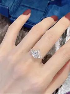 Elegant Water Drop Shaped Rhinestone Decorated Statement Ring for Women, Maximalist Jewelry, Fashion Jewelry for Party, Daily Decor, Trendy All-match & Exquisite Jewelry for Birthday Gift, without Box