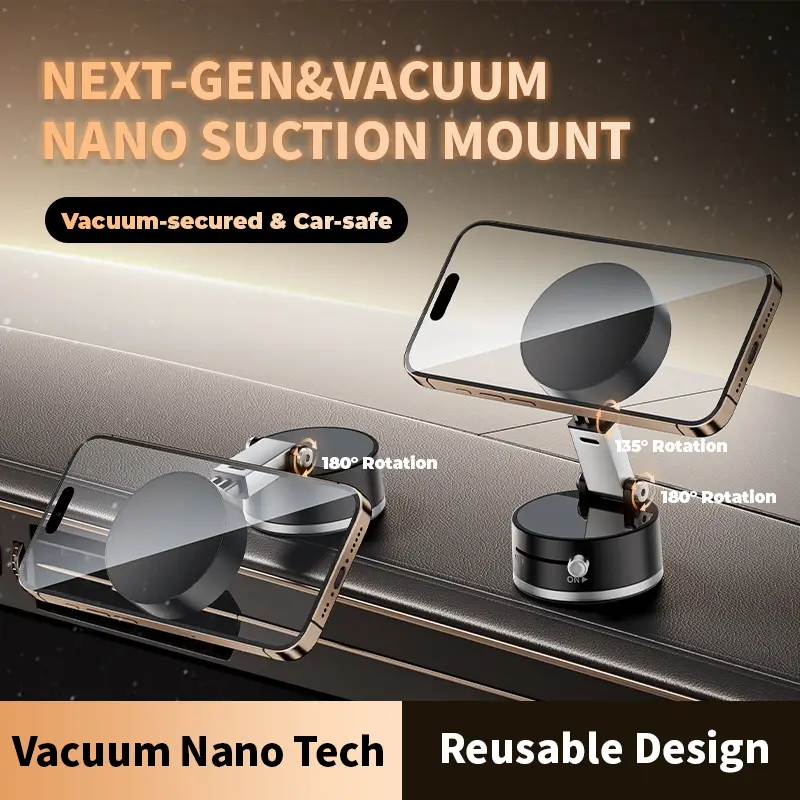 Magnetic Phone Holder, Vacuum Suction Cup Magnetic Phone Holder, Multifunctional Phone Stand for Home Office, Phone Accessories for iPhone & Android,