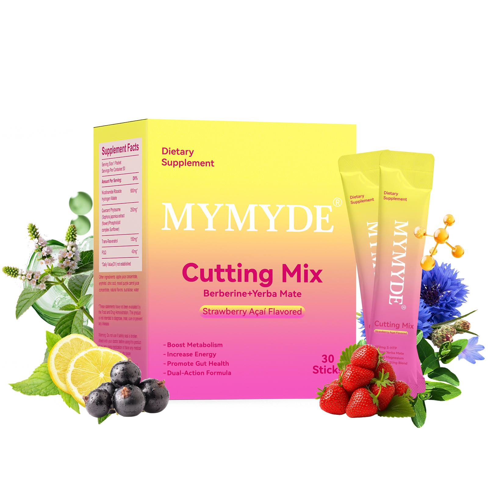 MYMYDE Cutting Drink Mix Berberine Chromium 5-HTPMagnesium Strawberry Agai Flavor 30 Servings HealthcareDietary Supplement for Fitness - Edible Optimum EdibleFitness Raspberry Tea Powder Lemonade Yerba Mate