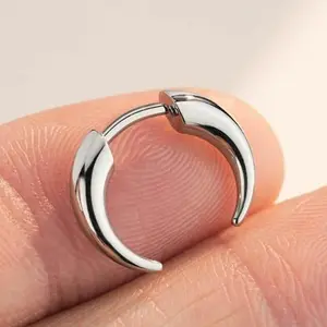OUFER BODY JEWELRY 16G Unisex Faux G23 Titanium Geometric Chunky Threadless Hinged Segment Nose Ring, 10mm Inner Diameter, Hypoallergenic High Polish Tribal Fake Gauge Hinged Nose Hoop for Daily Wear, Hinged Nose Hoops