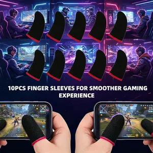 Gaming Finger Sleeves, Carbon Fiber Ultra-Thin Breathable, 10 Pcs Touchscreen Thumb Covers, for All Devices, Gaming Console Accessories