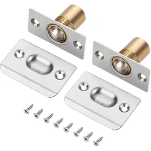 2 Pack Adjustable Door Ball Catch,  Closet Door Latch, Solid Brass  & Stainless Steel Strike Plate