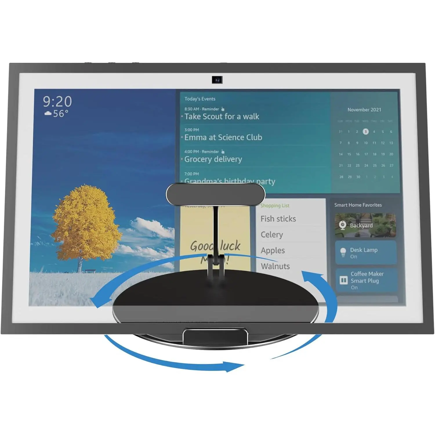 Swivel Stand for Echo Show 21,  Large Anti-Slip Base, 360? Swivel and Tilt for Echo 21 Desk Stand, Adjustable Foldable Show 15 Mount, No Mounting for Show 21-inch  Display