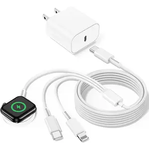 For Apple Watch Charger,Upgraded 3 in 1 iWatch Chargers Multi Cable Cord 6FT with 20W USB C Wall Plug Block Portable Travel Essentials Designed for i-Watch and iPhone Series