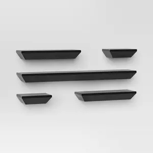 Threshold Contemporary Wood 5 Shelves Wall Mounted Shelf Storage Display Black