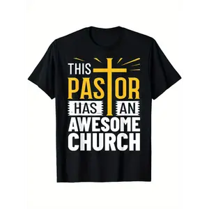 Pastor Costume Pastoring This Pastor Has An Awesome Church T-Shirt, Suitable for unisex personality casual round neck outdoor short-sleeved t-shirt, slightly elastic, 100% cotton