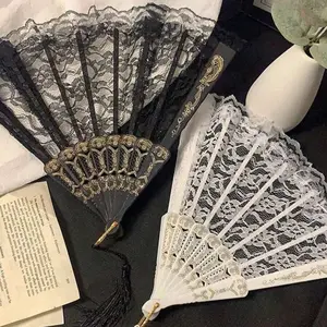 New Vintage Lace Folding Fan, Hand Fan, Portable Folding Fan, Best Gift, Floral Dance Performance & Photography Prop, Birthday Decoration, Summer Dance