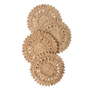 Laquedecraft 11.8", 13.8", 15" Set of 4, 6, 8, 10, 12 Round Corn Husk Placemats | Boho Woven Rattan Table Mats | Farmhouse Wicker Spring Plate Chargers, Seagrass for Wedding, Party, Christmas, Events