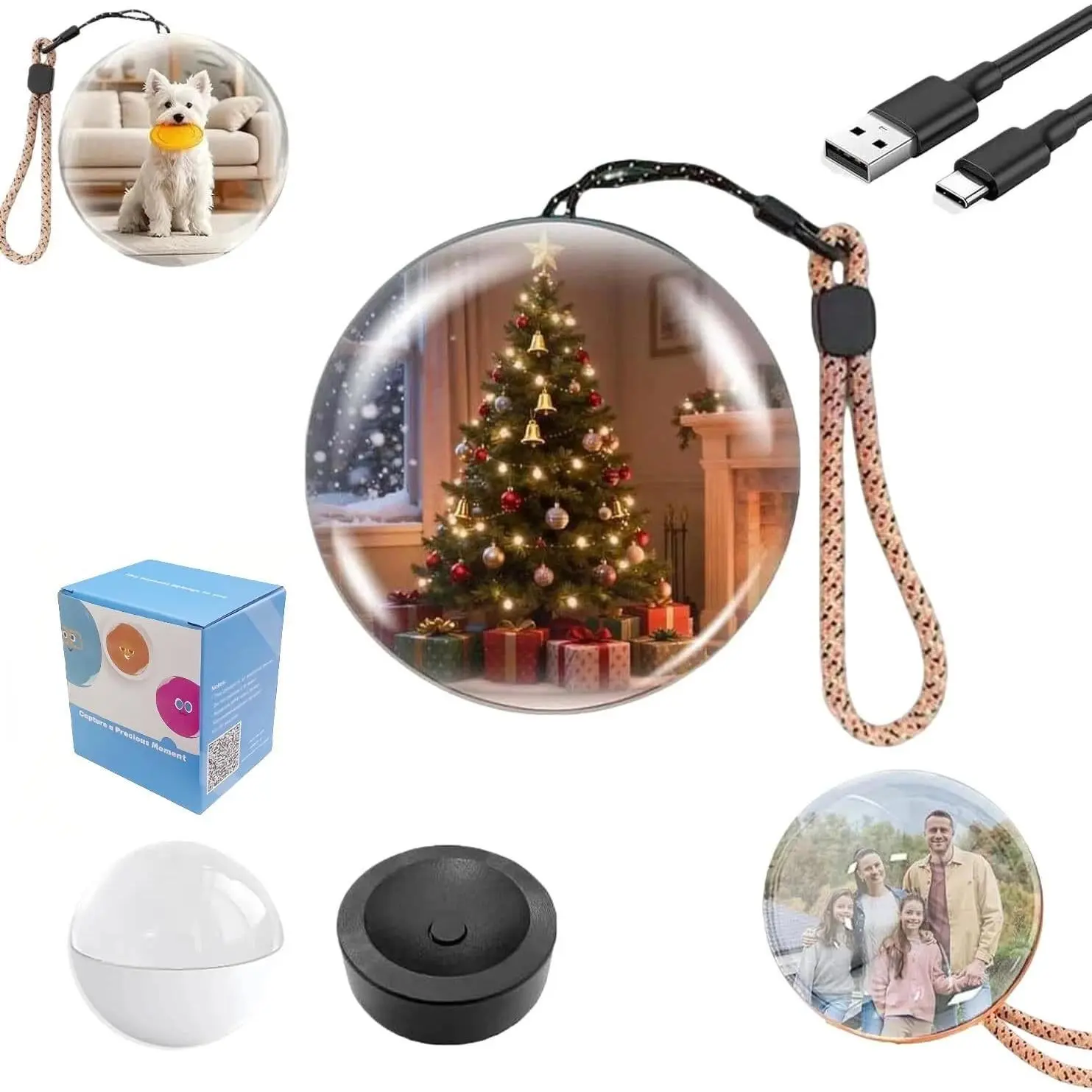 3D Crystal Core Memory Sphere Video Player - USB, SD/USB Input Personal Media Device, Black Crystal Orb, Anniversary Personalized Gift, Home Cinema Audio & Video Decor Accessory