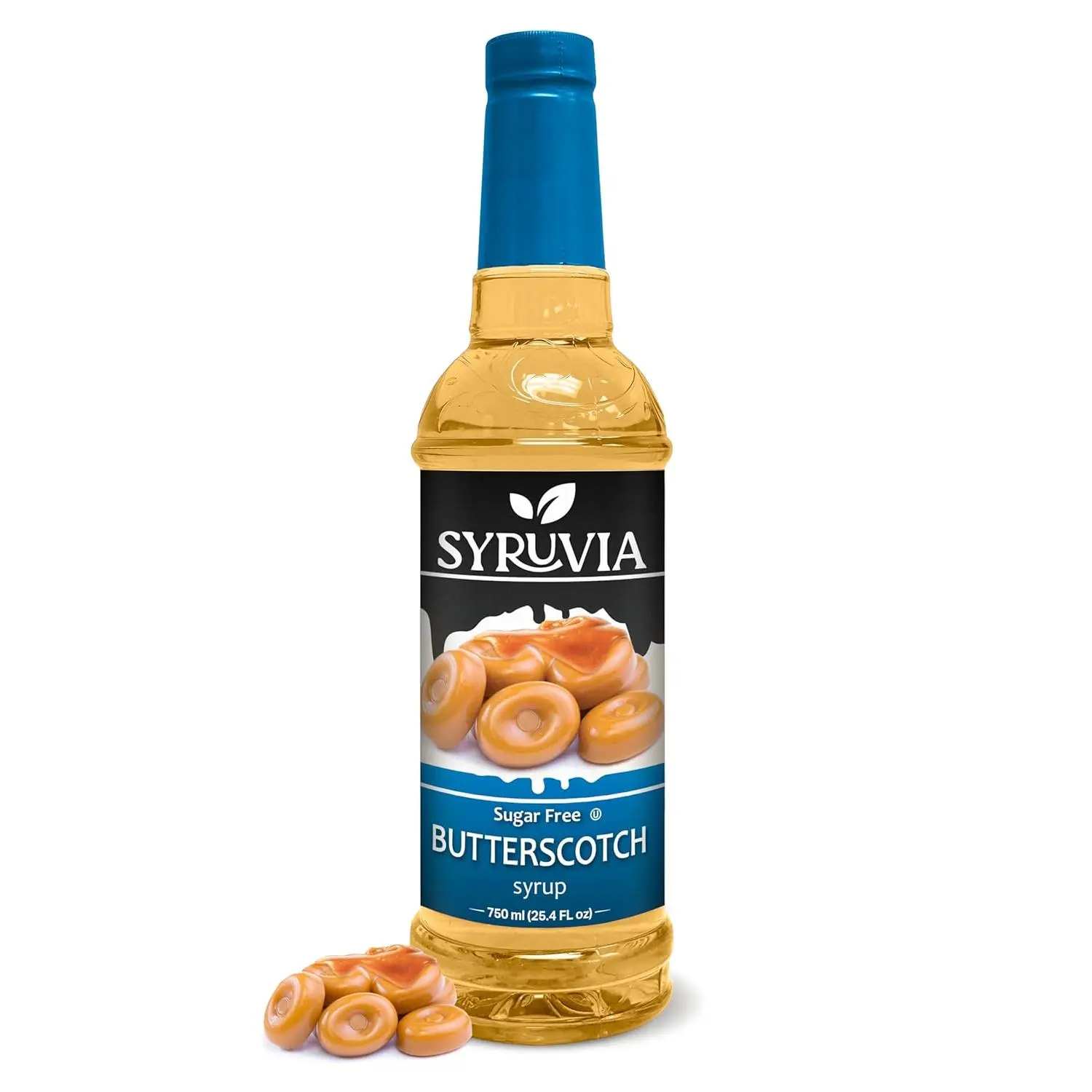 Syruvia Sweet Sugar-Free Butterscotch Coffee Syrup - 25.4 fl oz Premium Syrups & Concentrates, 0 Calorie Beverage Flavoring, Gluten Free for Drinks, Shakes, Zero Calorie Syrups & Concentrates