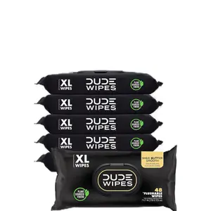 DUDE Wipes - Flushable Shea Butter Smooth Extra-Large Wipes - 6 Pack, 288 Wipes - Vitamin-E & Aloe - Septic & Sewer Safe - Plant-Based Fibers - USA Made