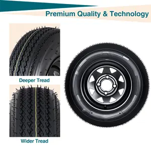 New Upgraded 2pcs 4.80-12 6PR 4 Lug Trailer Tires with Wheels,2 Pack Set Trailer Tires