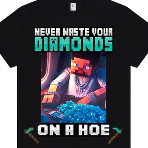 Funny Minecraft Meme T-shirt, Diamond On O Hoe Mining Parody Shirt, Gamer Humor Pixel Art Graphic Tee, Summer Shirt Spring Gift For Men's Women Crewneck