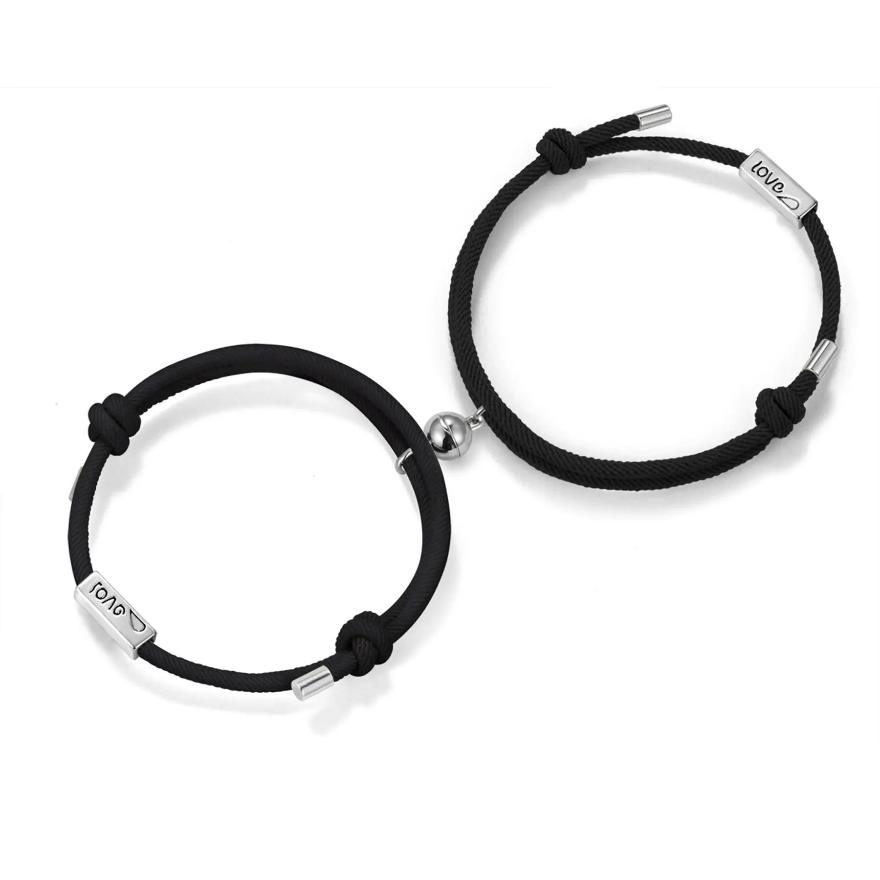 OIDEA Magnetic Couples Braided Rope Bracelets Set - 2-Piece Adjustable Wristbands for Long Distance Relationships, Love Gift, Couple Intimacy Accessory, Romantic Accessory, Couple Intimacy Gifts