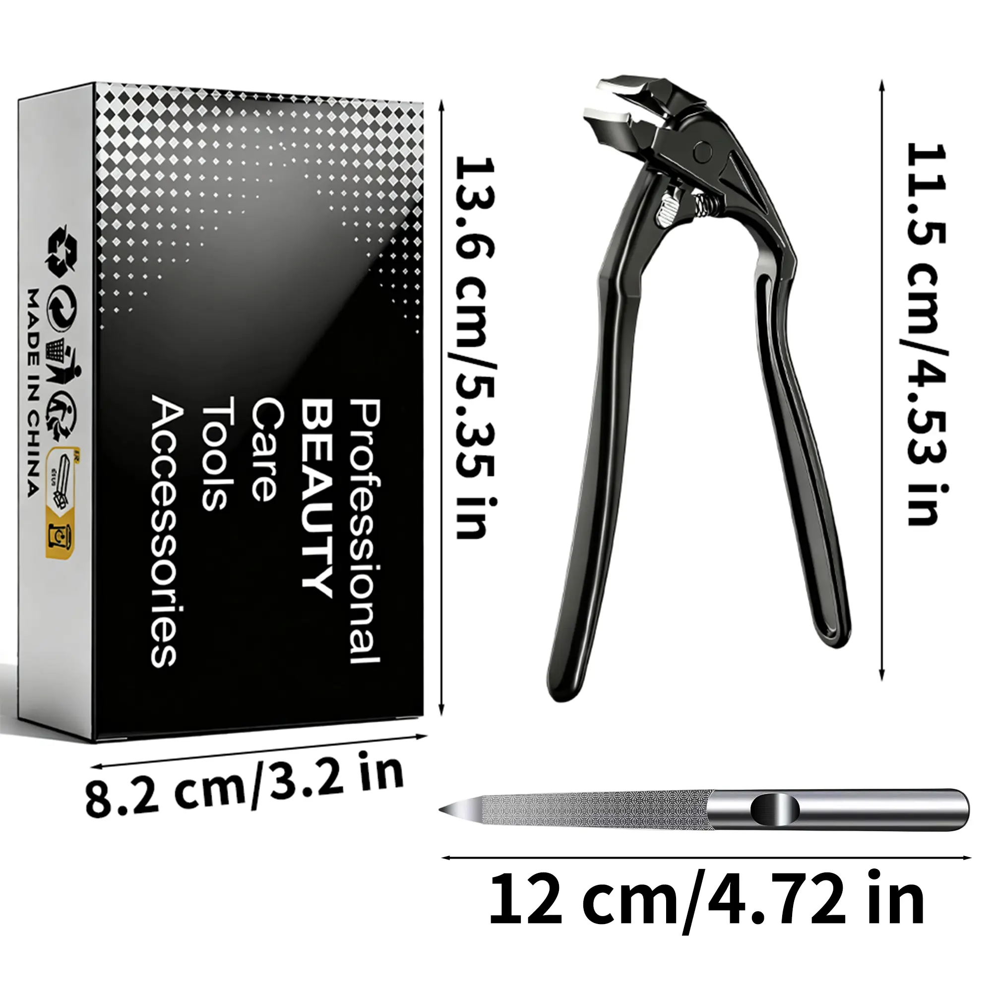 Long-handle nail clippers, suitable for thick and hard nails, bevel headband switch, wide pliers, long-handle grip is easier to nail polish, suitable for elderly men and women, splash-proof, black