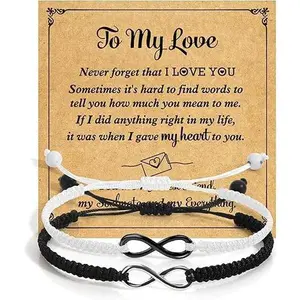 Couples Bracelets Gifts for Boyfriend Girlfriend Graduation Gifts for Her Valentines Day Gifts for Him Unique Design Adjustable Stainless Steel Charm Infinity Symbol