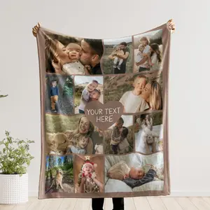 Custom Photo Blanket Collage, Picture Blanket With Text, Memorial Blanket, Friend Couples Gift, fathers day gift ideas, Birthday Anniversary Gift, Family Blanket