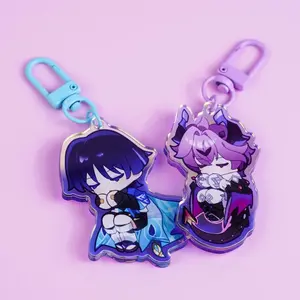 Genshin Impact Durin & Wanderer Chibi Acrylic Keychain - Sleepy Themed Lobster Clasp Charms