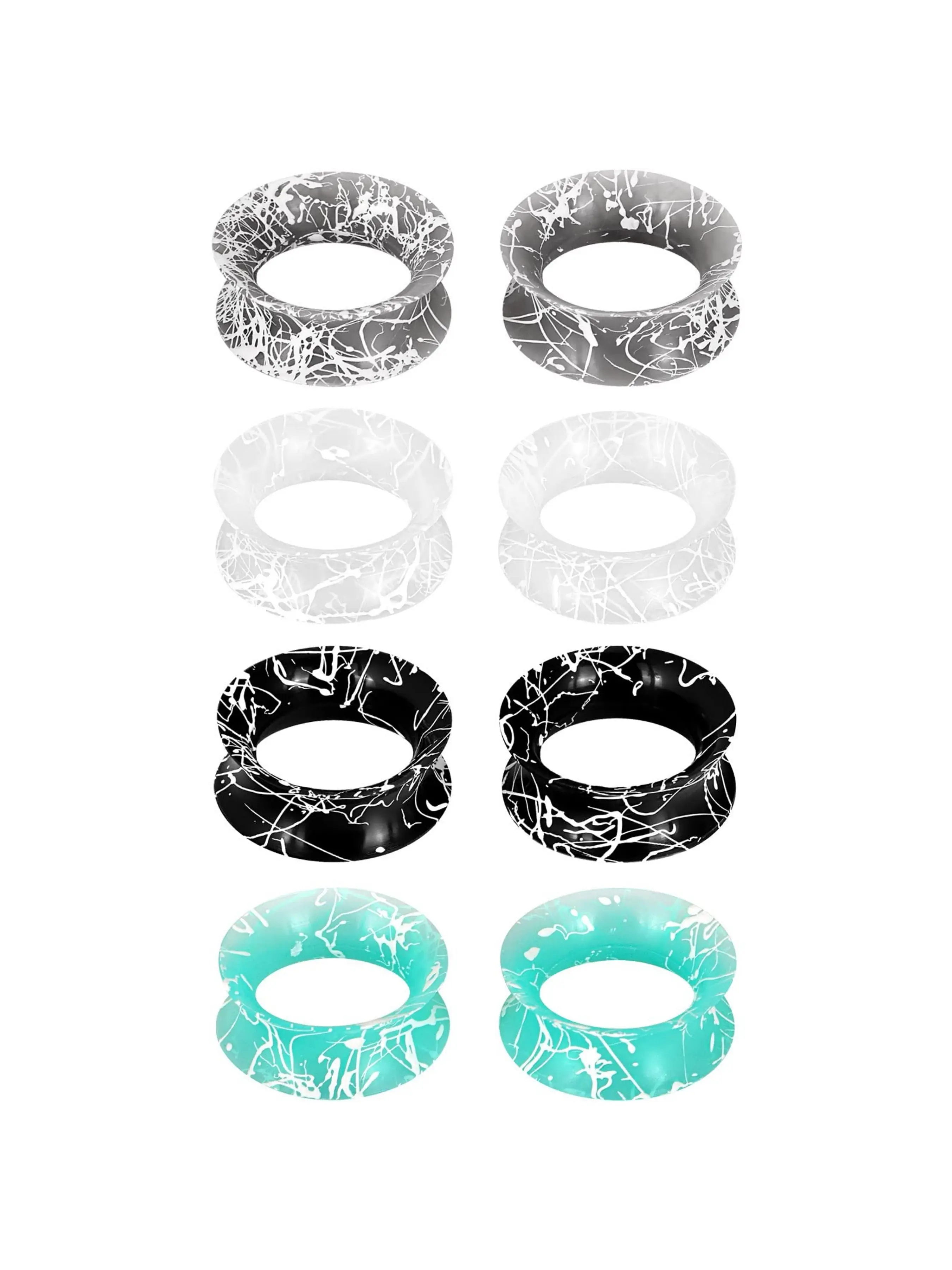 4Pairs Silicone Flexible Ear Skin Tunnels Plugs Expanders Gauges Hollow Body Piercing 2G-3/4 6-20MM Round Earrings Set Ear Accessories