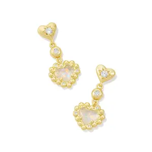 Kendra Scott Anna Framed Linear Earrings - White/Gold