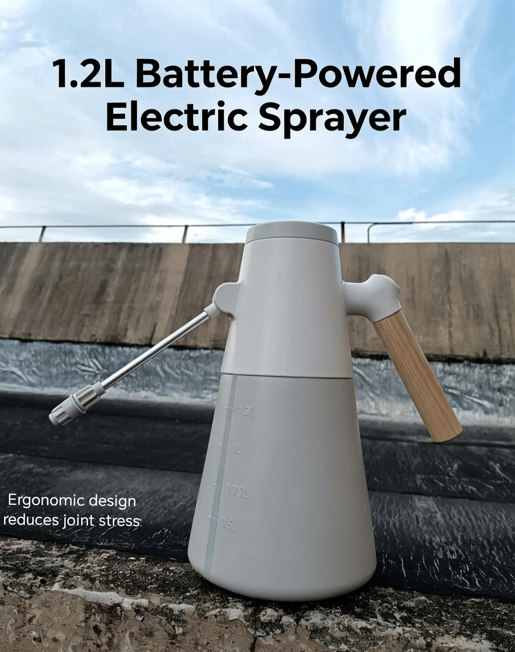 1.2L Home Gardening Electric Sprayer - Wood-Grain Grip, Leakproof Seal, Misting Mode, Portable, Joint-Friendly, Moisturizing for Flower Shops, Car Dealerships, Balconies, Household Cleaning
