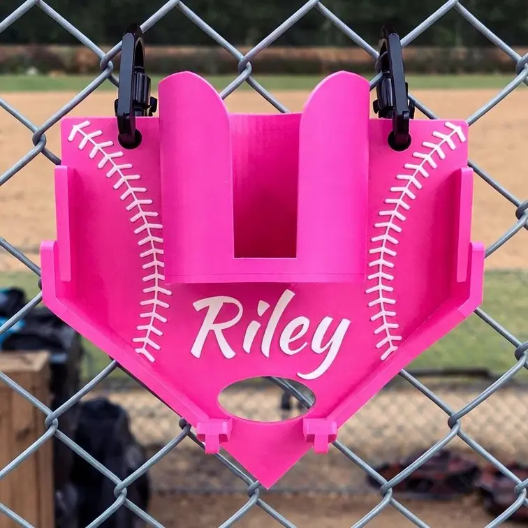 Personalized Dugout Gear Holder - Custom Baseball & Softball Organizer with 3D Printed Plastic Hooks, Holds Bat, Glove & Baseball Helmet, Softball Gear, Hanging Hooks, Lightweight, Glove Storage, Sturdy, Carabiners, Name Print, 3D Printed Carabiners