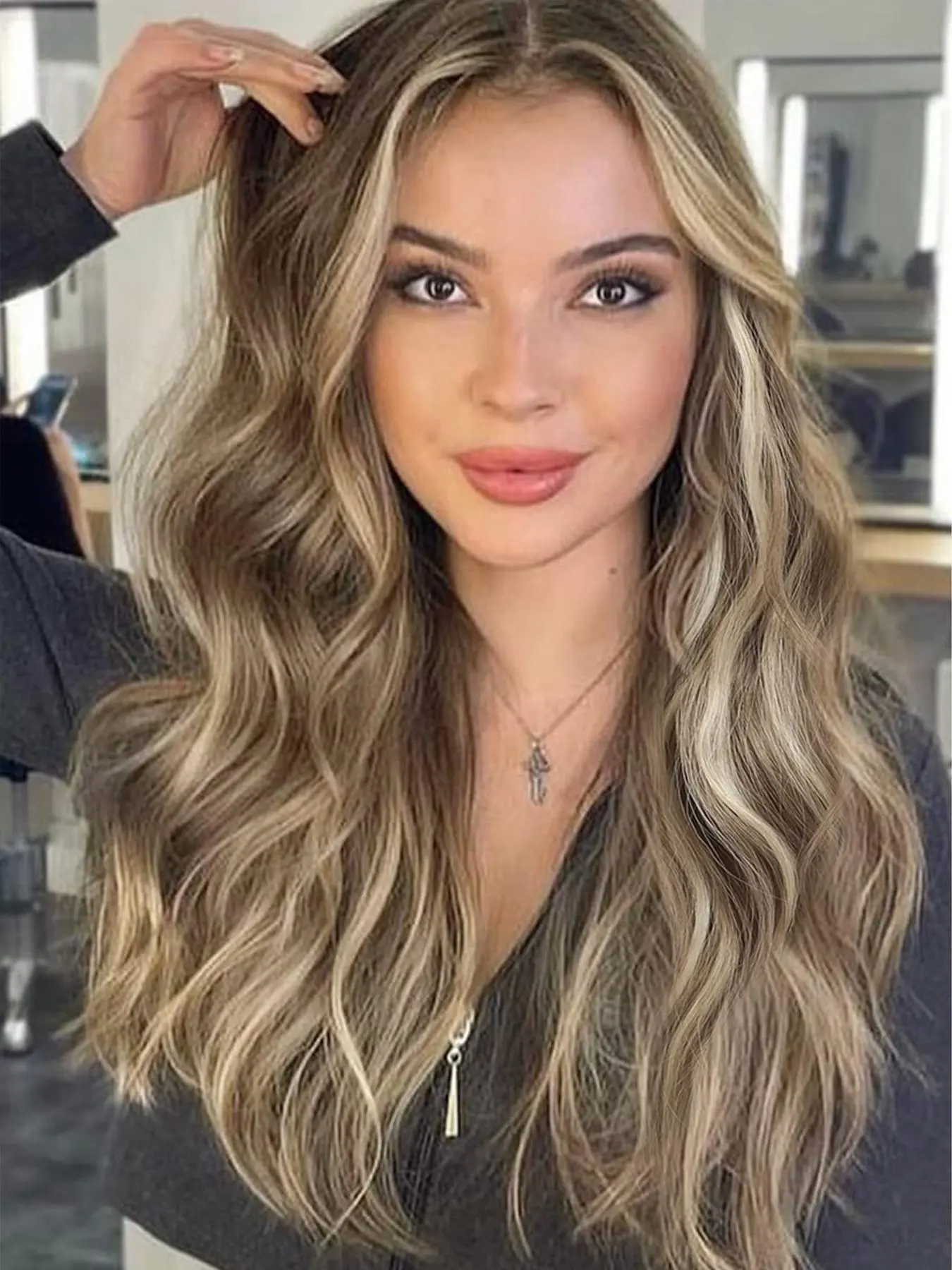 4pcs/set Women's 20inch Long Wavy Synthetic Hair Extensions, Best Extensions, Natural Fluffy Curly Soft Synthetic Hair Extension for Easy Hairstyles, Clip in Hairpiece for Daily Hairstyle Ideas, Wave Wig, Wavy Hairpieces, Loose Wavy Wave