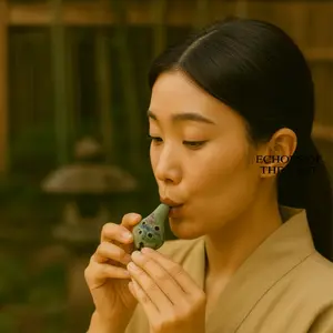 Handmade Ceramic Ocarina 6 Holes with Lanyard, Mini Pocket Size Playable Clay Flute, Random Pattern, Portable Wind Instrument, Unique Souvenir Collectible, Ideal Gift for Christmas, Halloween, Festival, Can Be Played, Collected, Used as Decoration