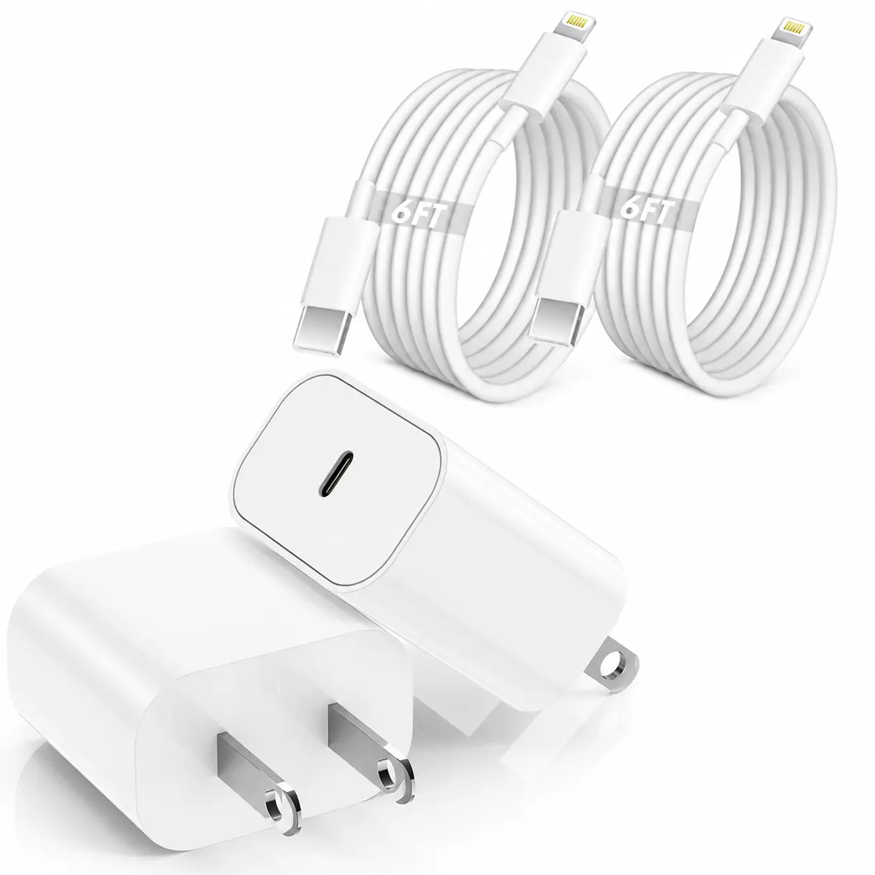 4-Pack 20W PD USB C Fast Charger for iPhone 14/13/12, Type-C Wall Charger with 6FT USB-C to Lightning Fast Charging Cable for iPhone 14/13/12/11/Pro/Pro Max/Mini/Xs Max/XR/X, iPad