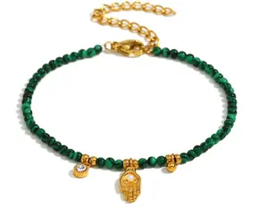 Malachite & Hamsa Bracelet