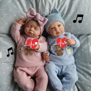 BABESIDE 20-inch 8-Piece Twins Reborn Doll Set with Cloth Body & Vinyl Limbs Breathing Heartbeat Laughter Functions Gift Box Accessories Perfect for Christmas New Year Birthdays Collectors